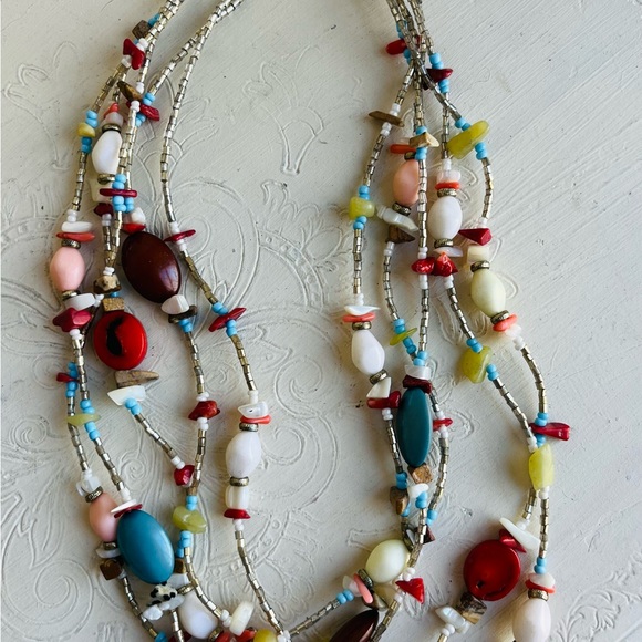 Multi Colored Multi Strap Adjustable Beaded Necklace - Picture 3 of 4
